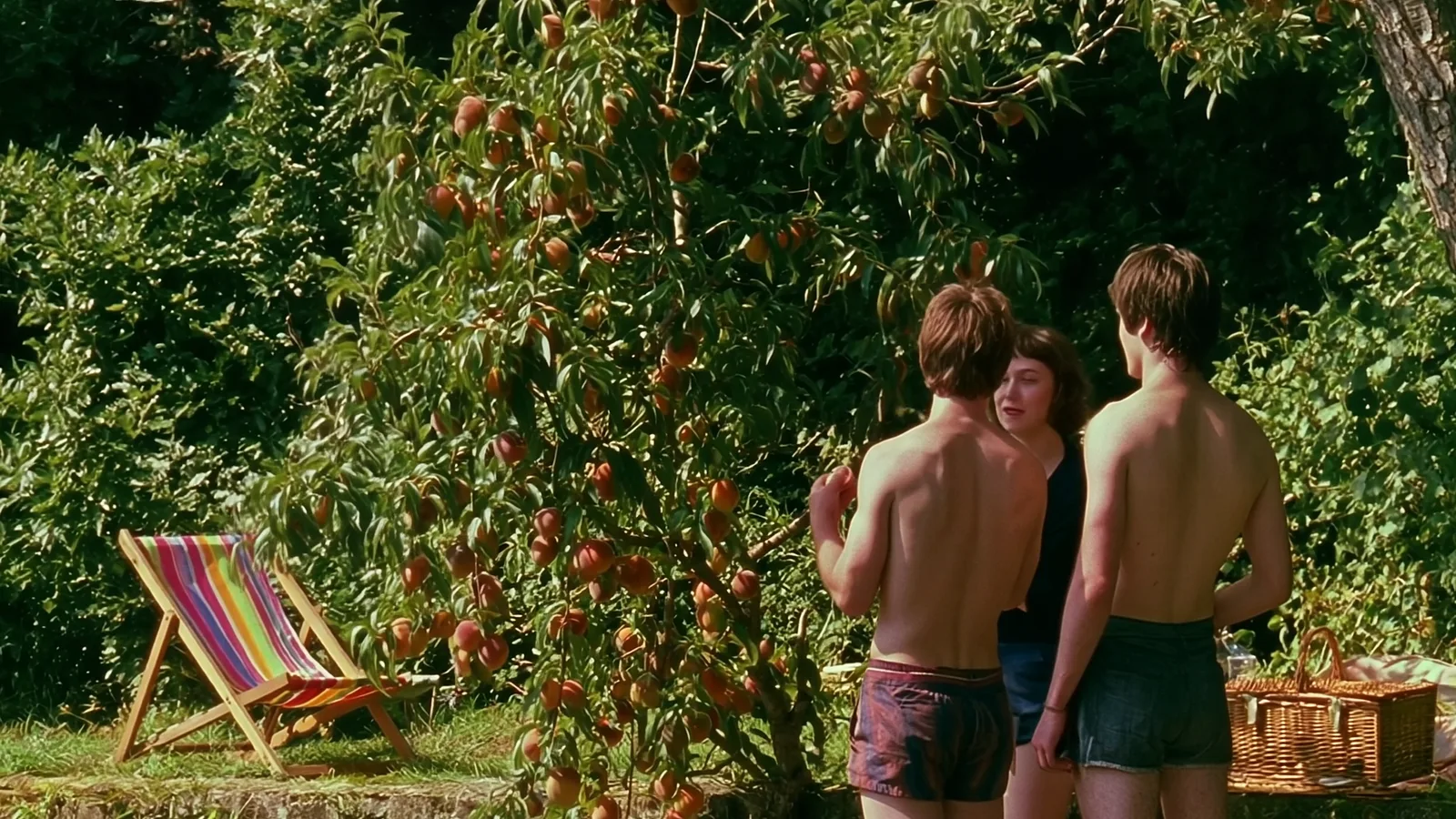 Sharing peaches under the tree, from Summer time