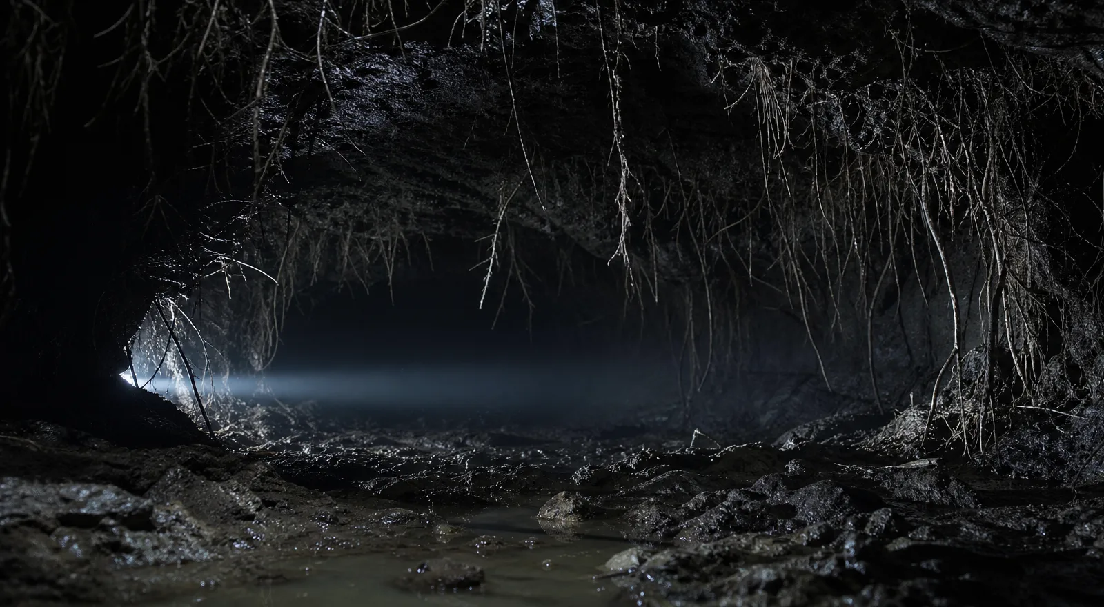 Flashlight in the root cavern, from Tusk Hunters