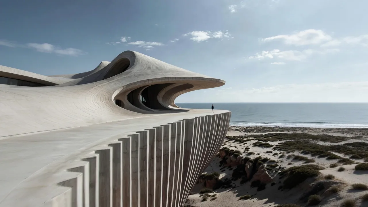 Concrete waves on the beach, from Dreamland