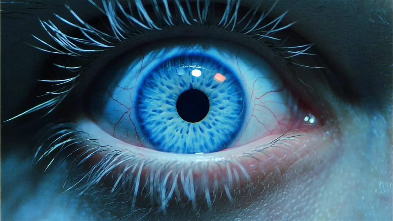 A screen reflected in the eye, from Tired Eyes