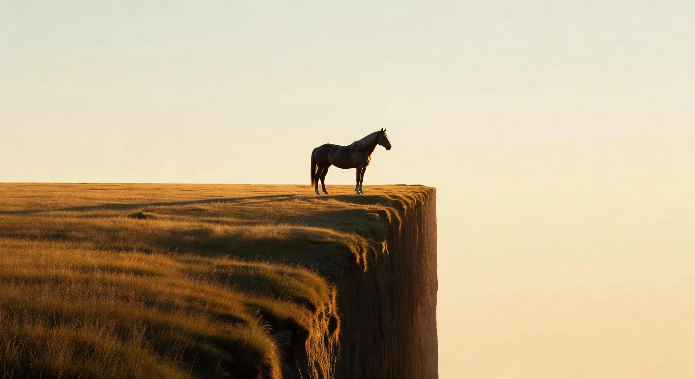 Horse on the cliff edge at dawn, from Dreamland