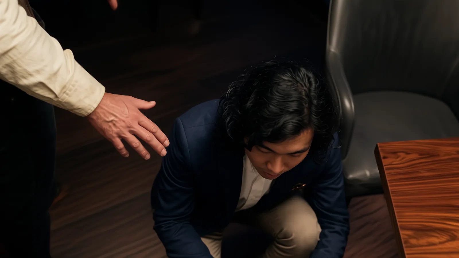 High angle on the robbery, from The Perfect Proposal