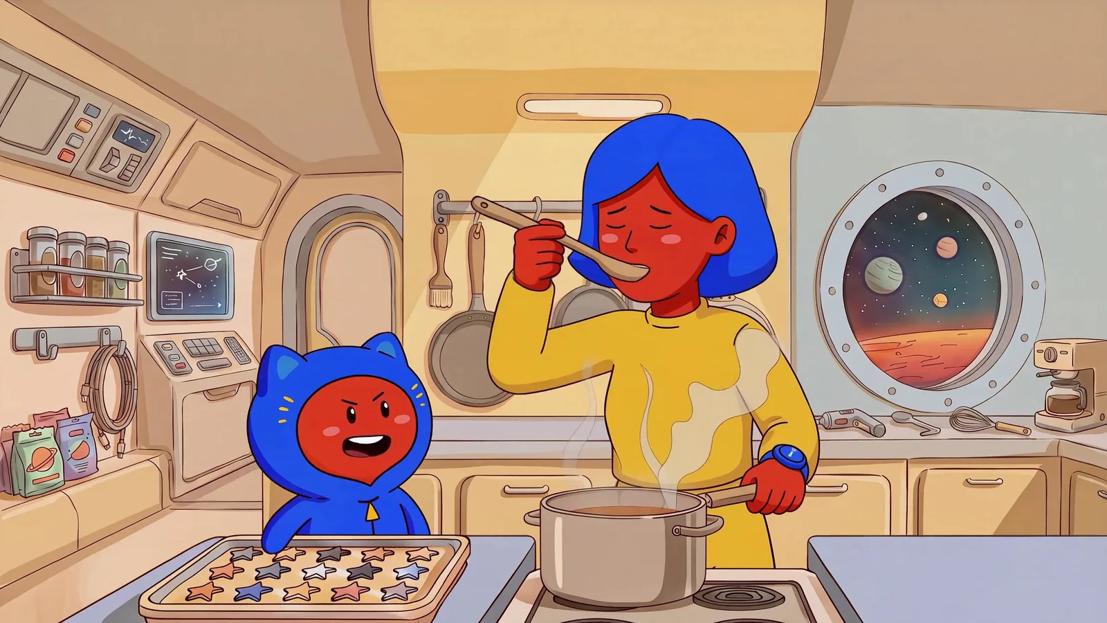 Tasting the soup, from Mila & Sasa