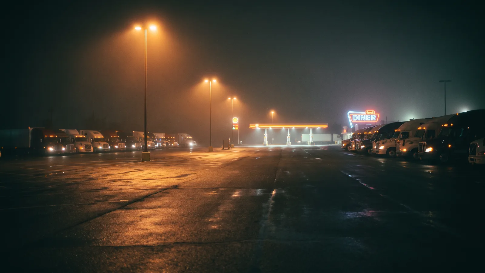 Truck stop at night, from Catch Out