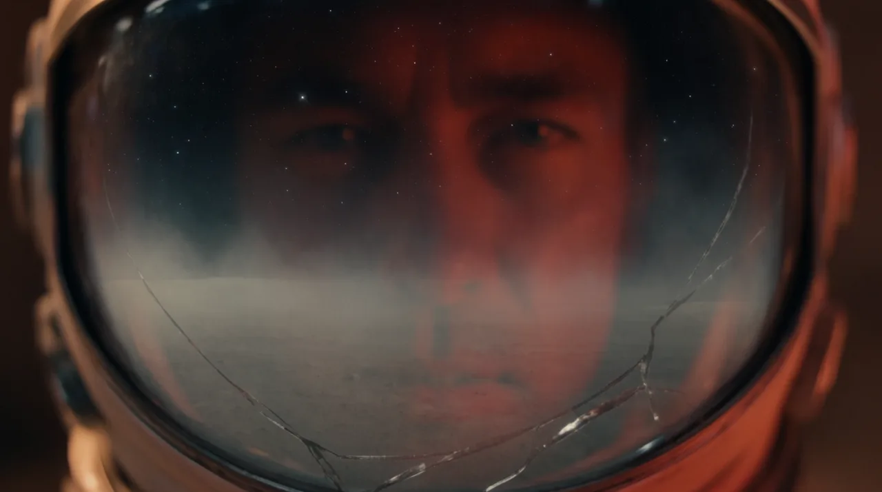 Rissiges Visier des Astronauten